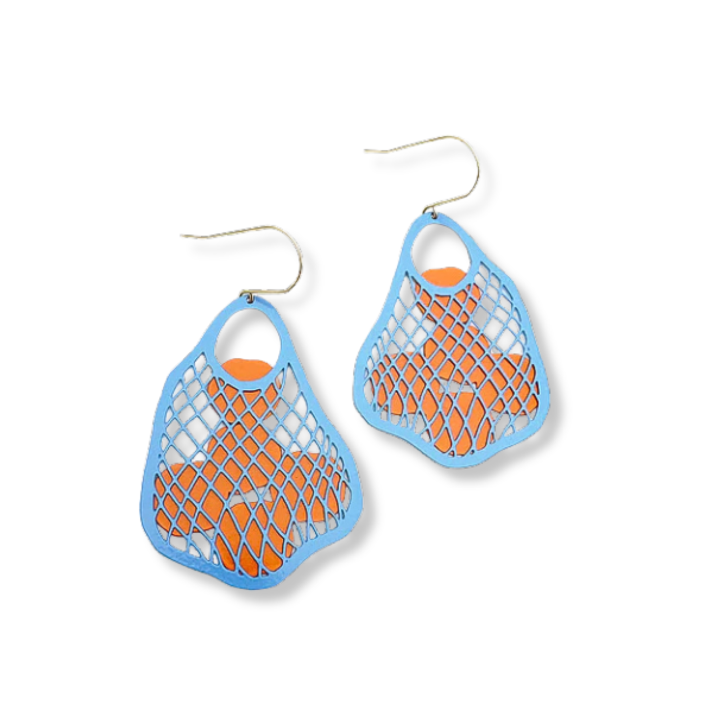 Denz String Bag Earrings | Blue with Oranges