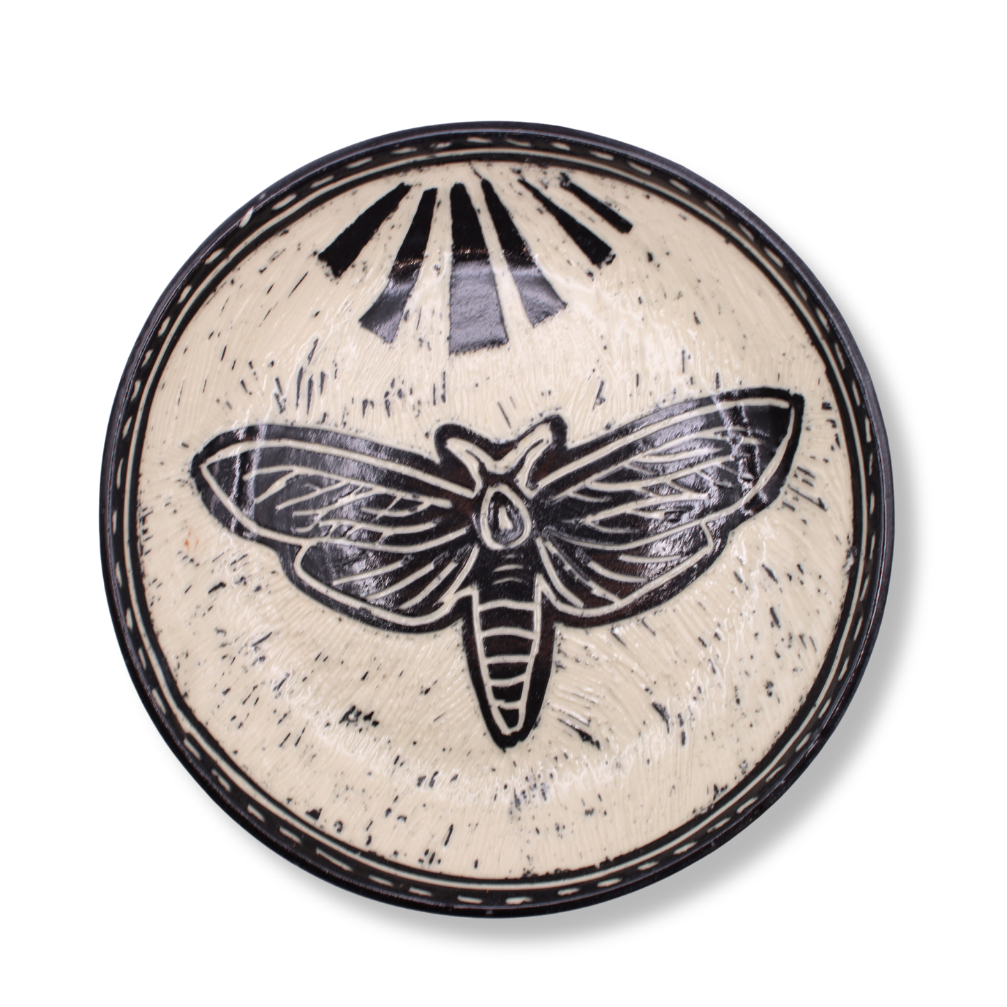 Donna Saunders Ceramics Carved Side Plate | Wood Moth #1