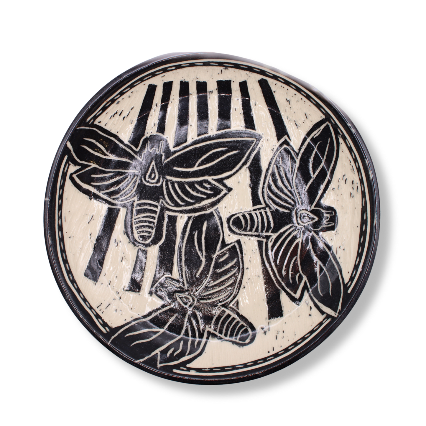 Donna Saunders Ceramics Carved Side Plate | Wood Moth #2