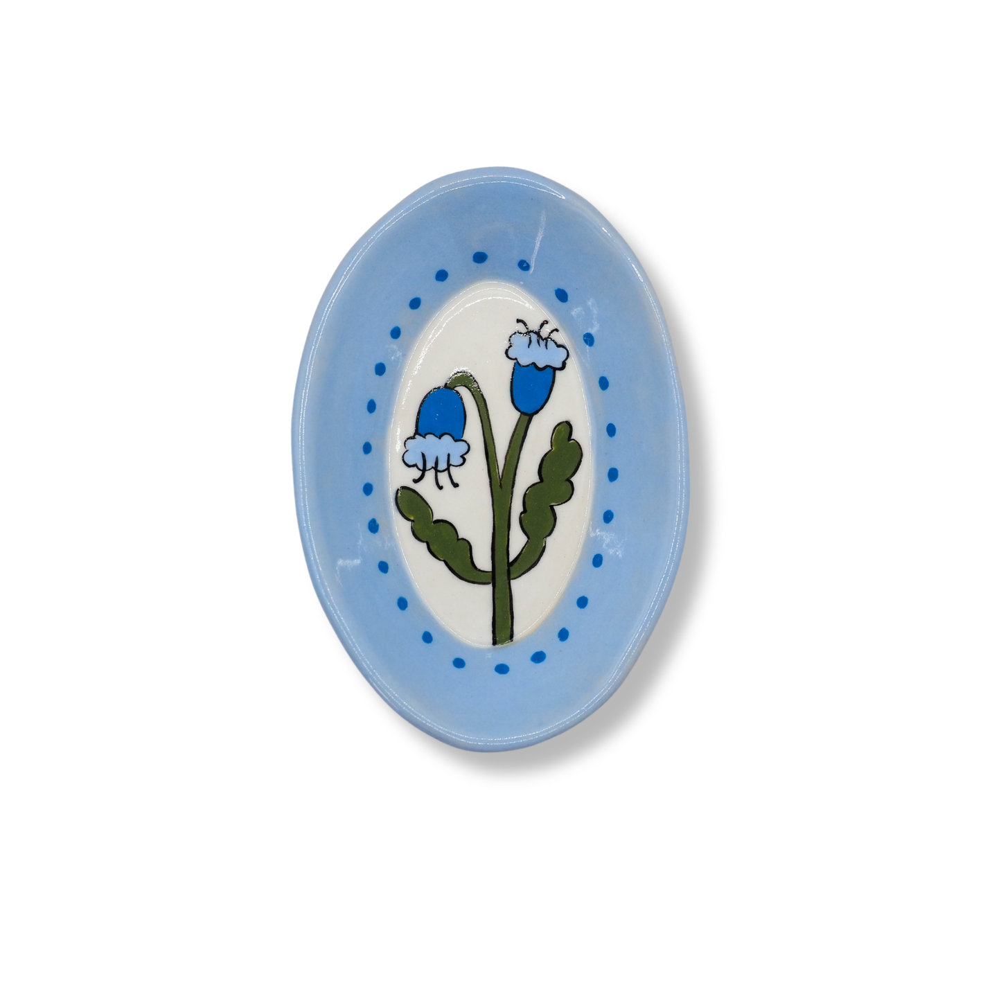 Kathy Gardiner Floral Oval Dish | Duo of Blue Flowers