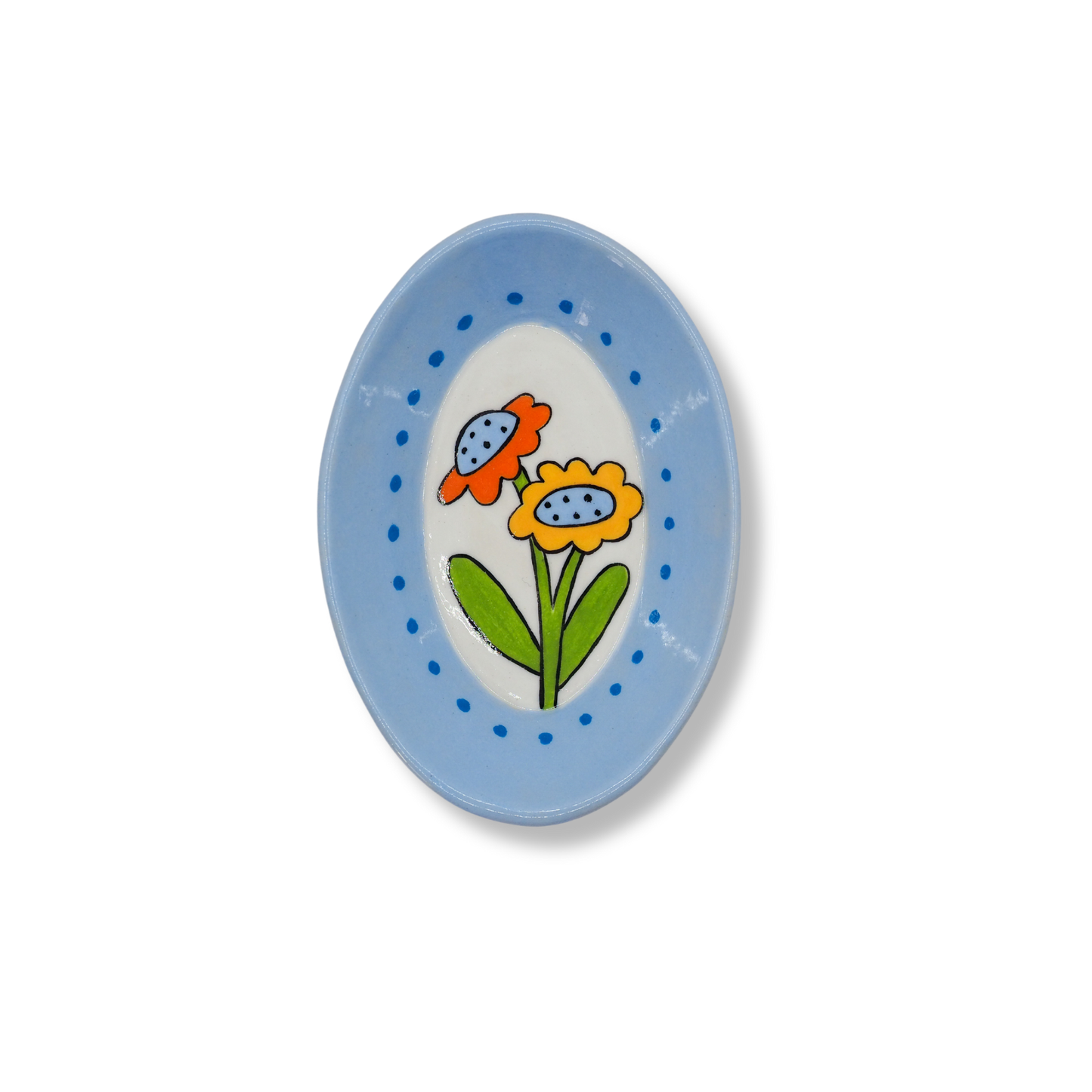 Kathy Gardiner Floral Oval Dish | Duo of Orange & Yellow Flowers