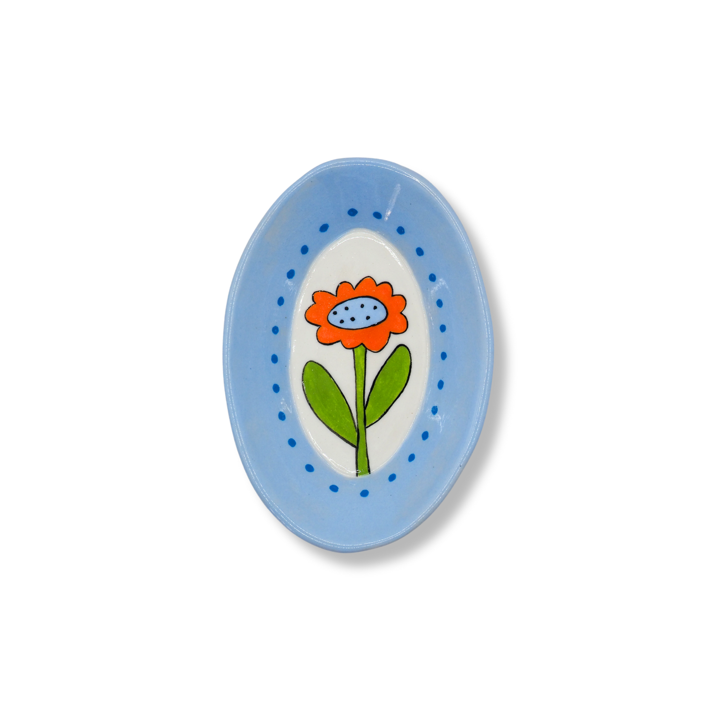 Kathy Gardiner Floral Oval Dish | Single Orange Flower