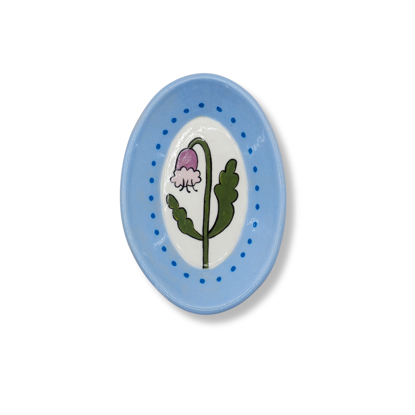 Kathy Gardiner Floral Oval Dish | Single Purple Flower