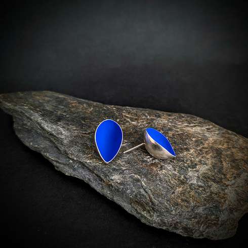 Mari Hirata Earrings | Deepest Blues Shield Studs