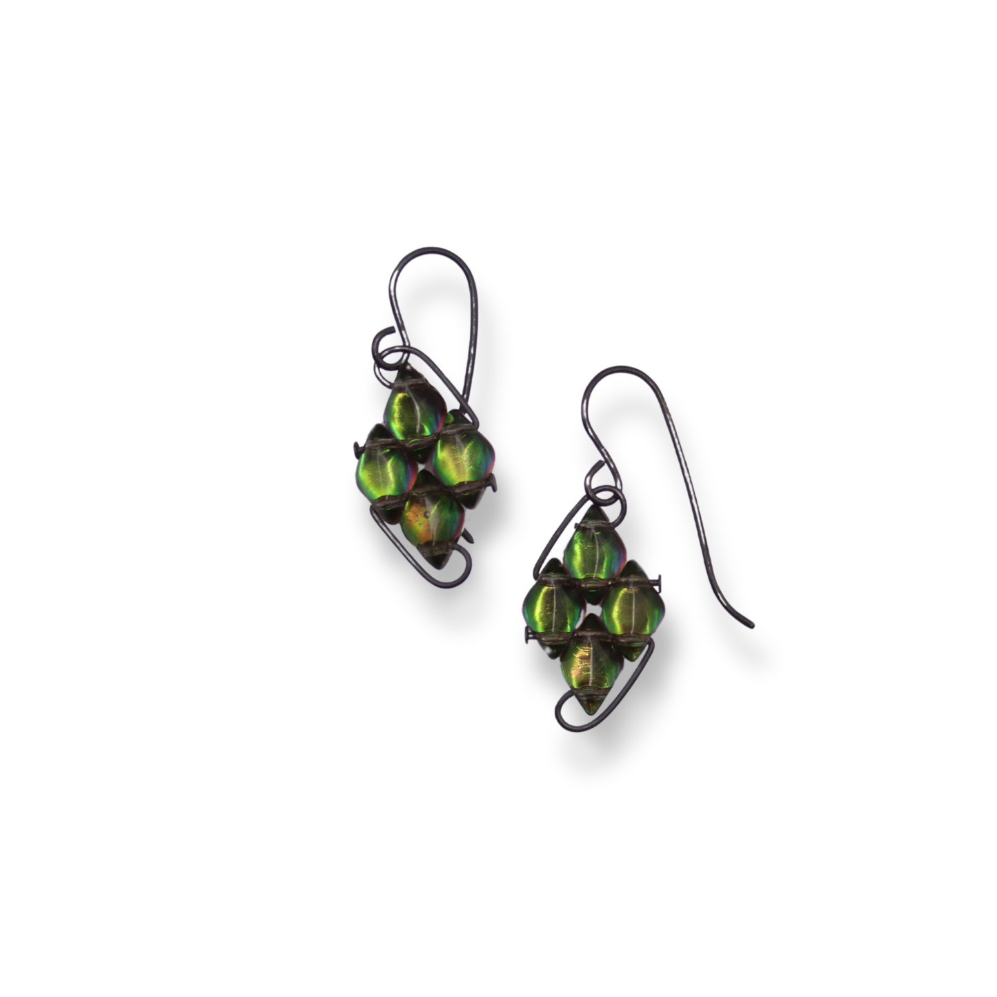 Paula Dunlop Diamond Wirework Earrings | Mirrored Purple-Green