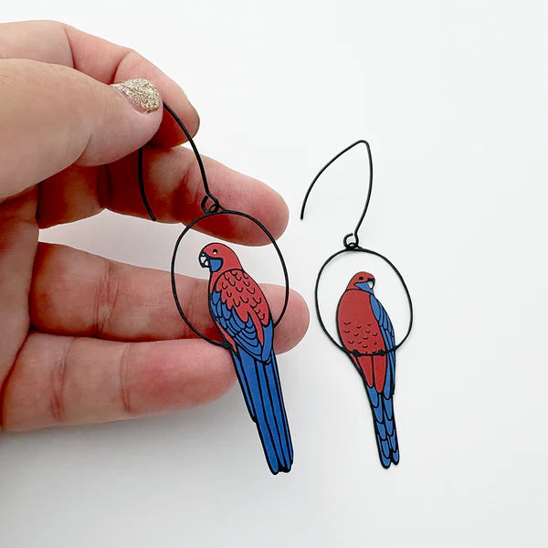 Denz Crimson Rosella Earrings | Red & Blue