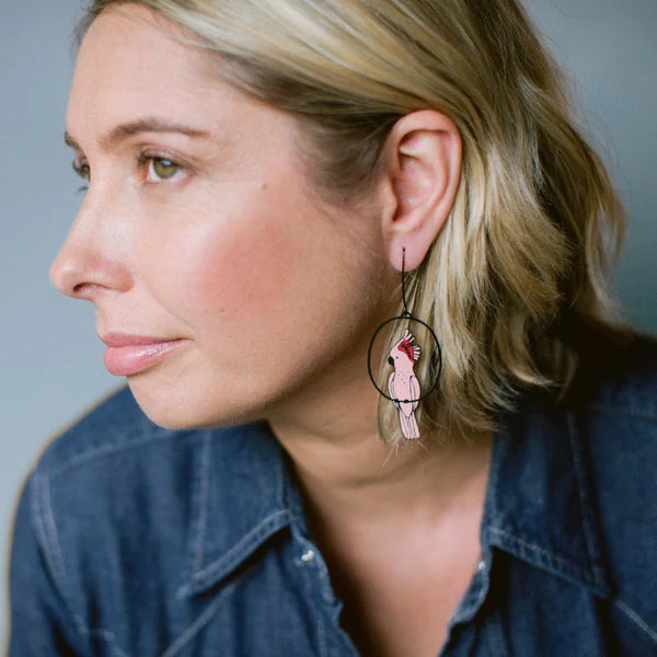 Denz Pink Cockatoo Earrings