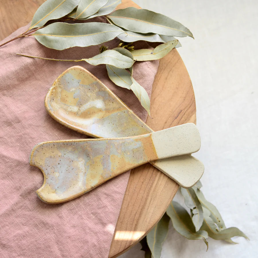 Kim Wallace Ceramic Salad Servers Pebblestone