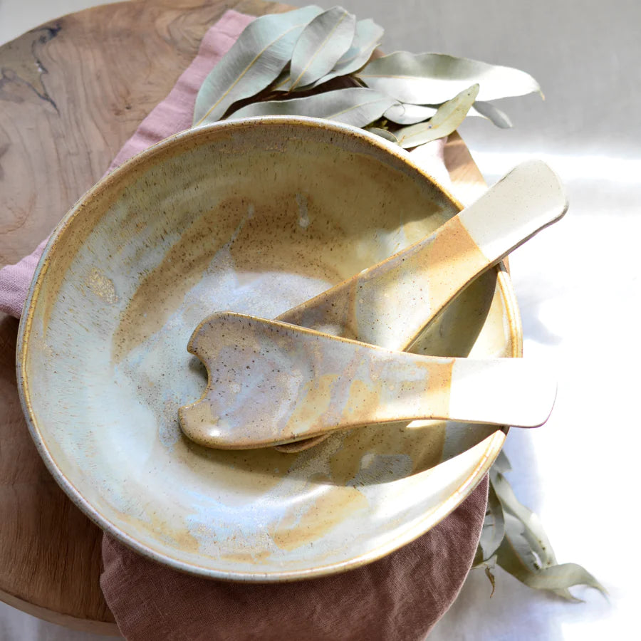 Kim Wallace Ceramic Salad Servers Pebblestone