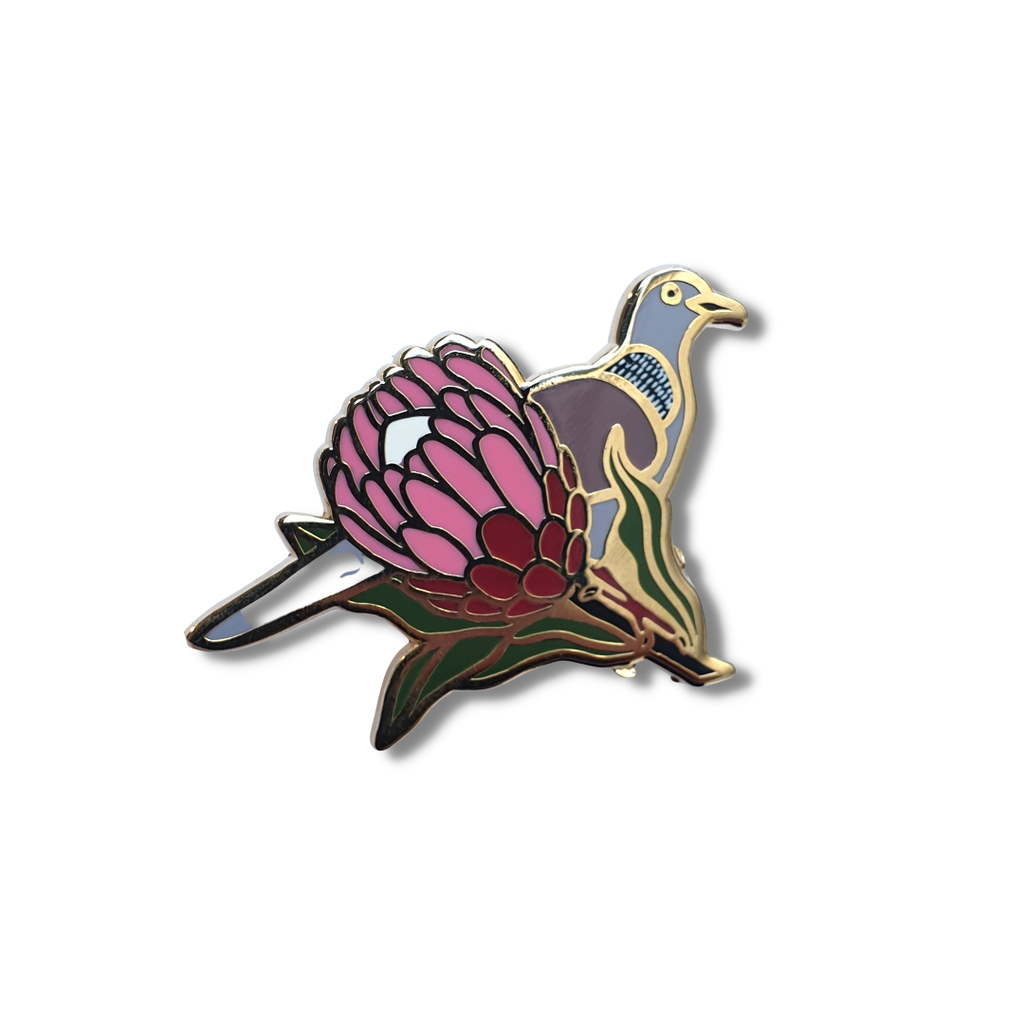 Jesse Irwin Enamel Pin | Spotted Dove and Protea