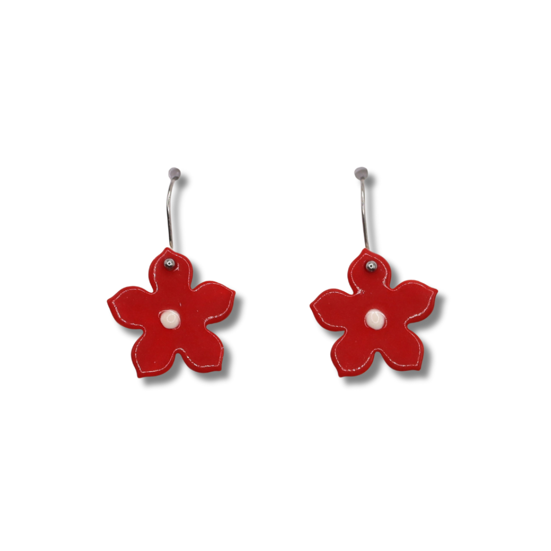 Paper Boat Press Small Flower Earrings Red