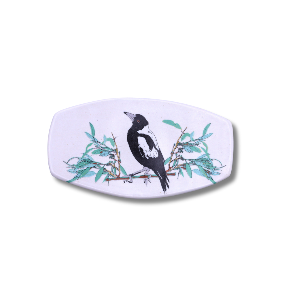 Blue House Porcelain Small Platter | Magpie with Eucalyptus