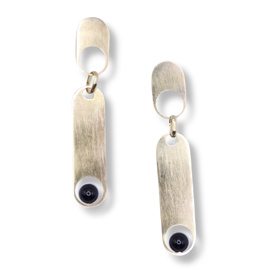 C.K.D. Earrings | Gold Plated Oval Drops with Black Onyx