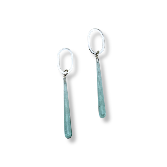 C.K.D. Earrings | Sterling Silver Drops with Pale Aqua Agate
