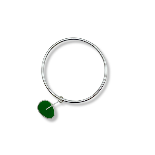 C.K.D. Bangle | Sterling Silver with Green Resin Bangle