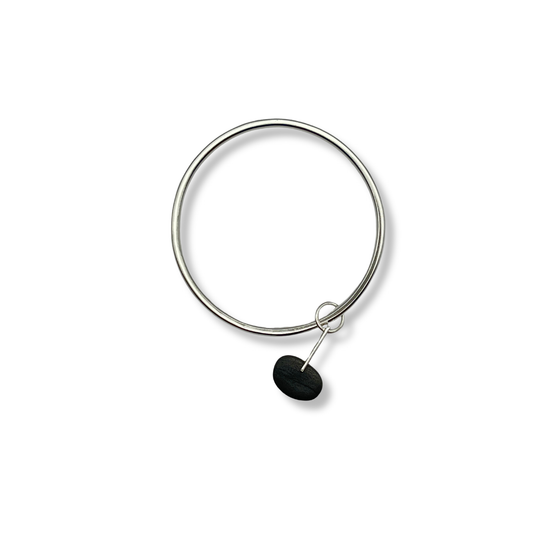 C.K.D. Bangle | Sterling Silver with Riverstone Charm
