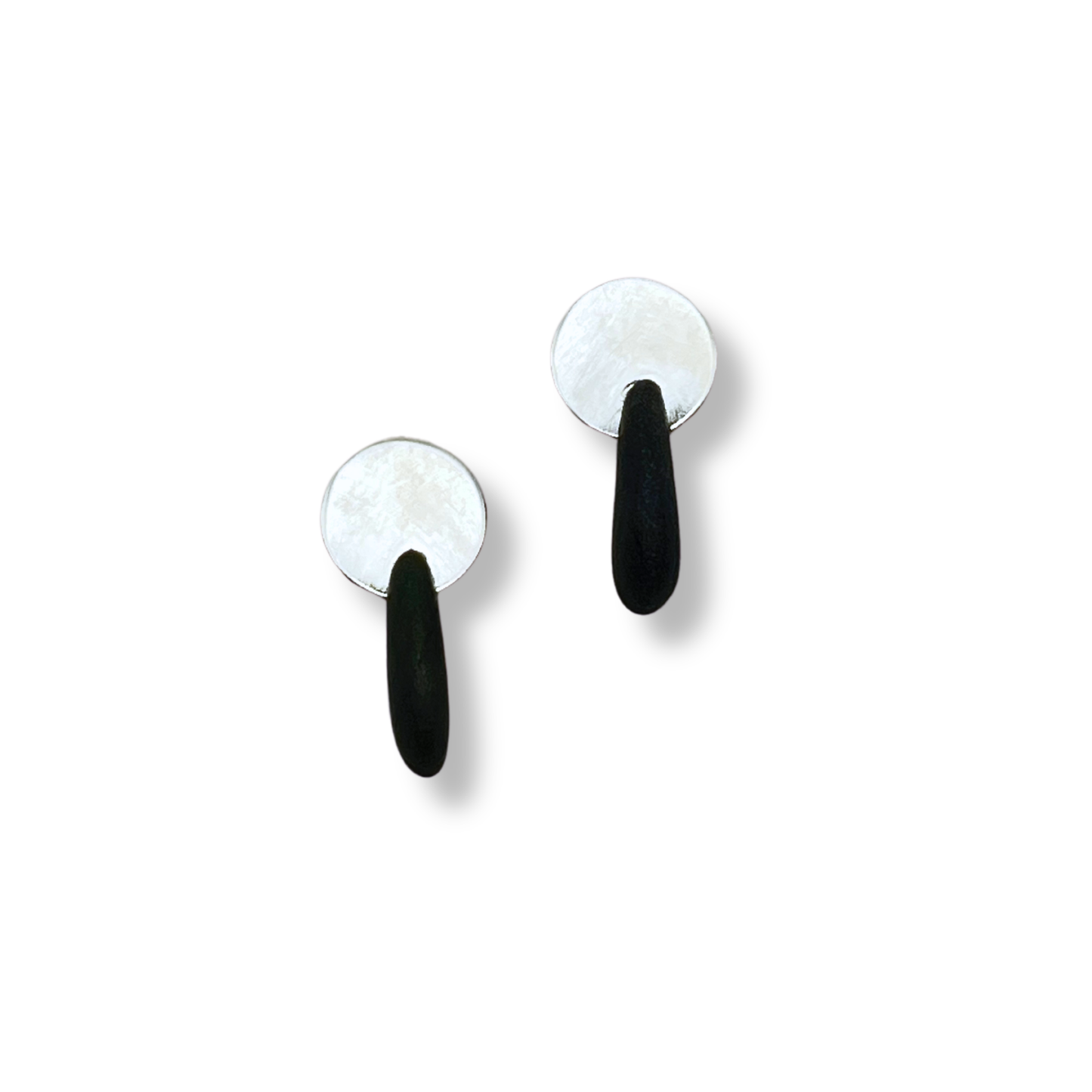 C.K.D. Earrings | Sterling Silver Drops with Riverstone Circle
