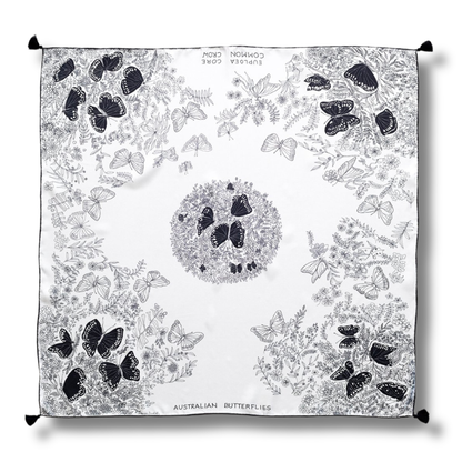 Catherine Baudet Silk Twill Scarf with Tassel | Butterfly