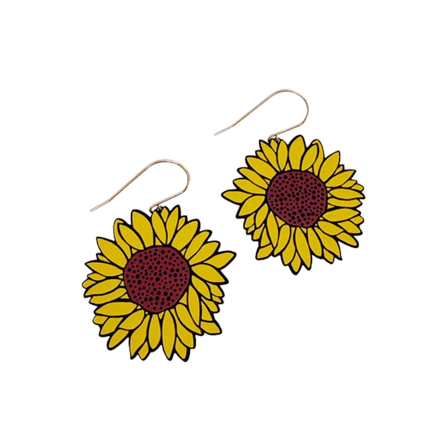 Denz Midi Sunflower Earrings | Brown & Yellow