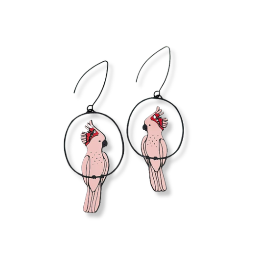 Denz Pink Cockatoo Earrings