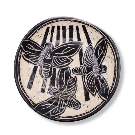 Donna Saunders Ceramics Carved Side Plate | Wood Moth #2