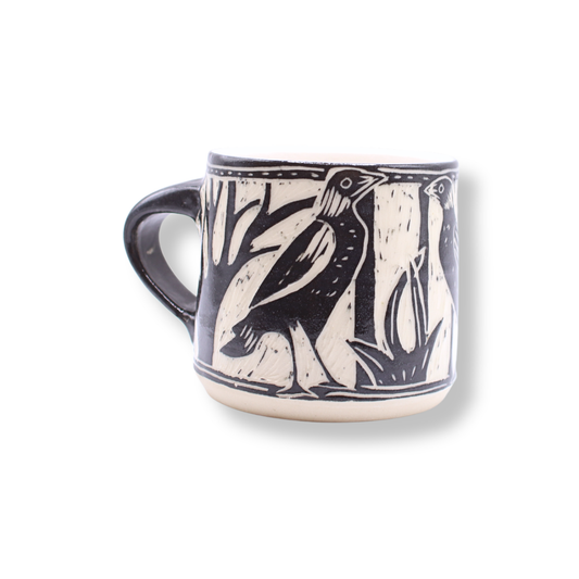 Donna Saunders Ceramics Carved Mug | Magpie #2
