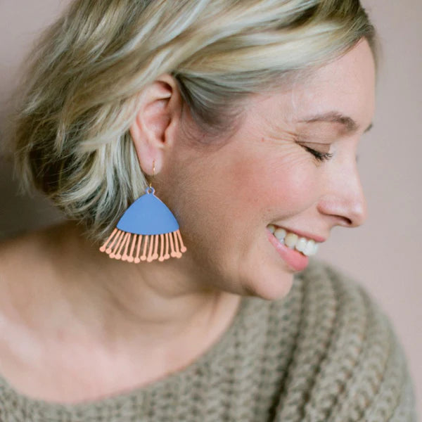 Denz Gum Blossom Flower Earrings | Periwinkle & Peach