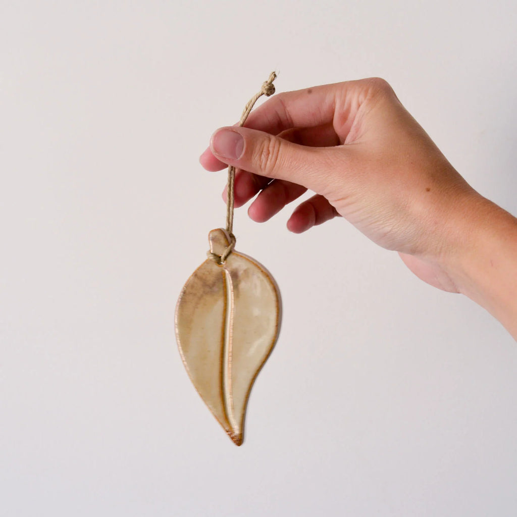 Kim Wallace Eucalyptus Leaf Ornament | Chai - Medium