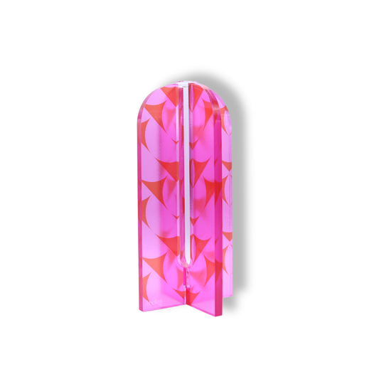 Lecky Studios Small Printed Stem Vase | Pink & Red Semi Circle