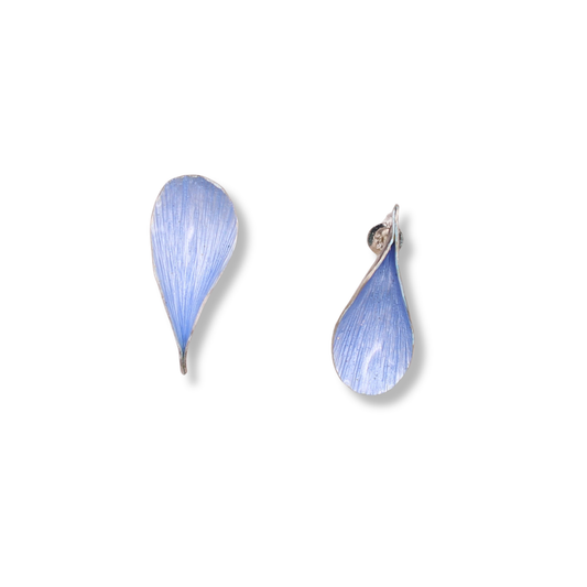 Mari Hirata Earrings | Asymmetrical Flitter Studs Long Baby Blue