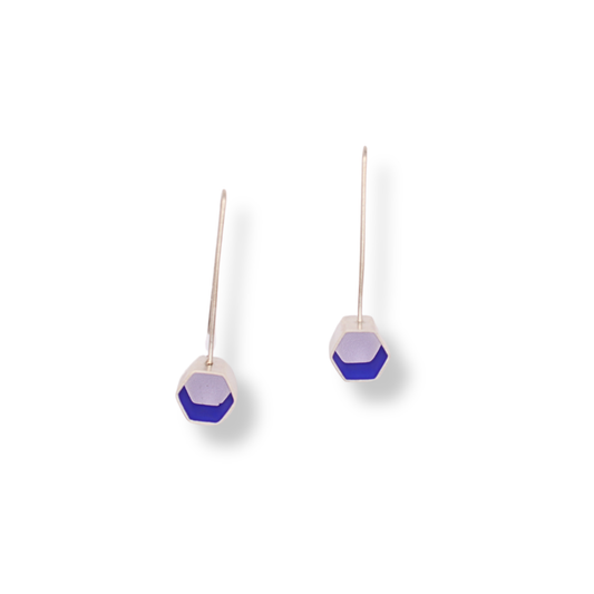 Mari Hirata Earrings | Deepest Blues Hex Drops