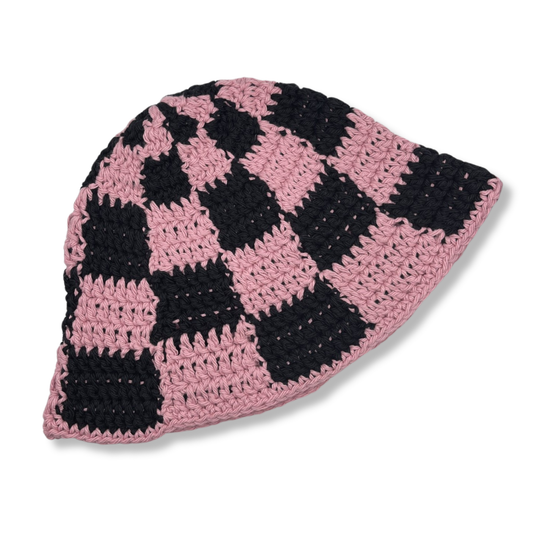Mary Mary Hand Crocheted Sun Hat | Pink & Black