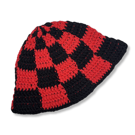 Mary Mary Hand Crocheted Sun Hat | Red & Black