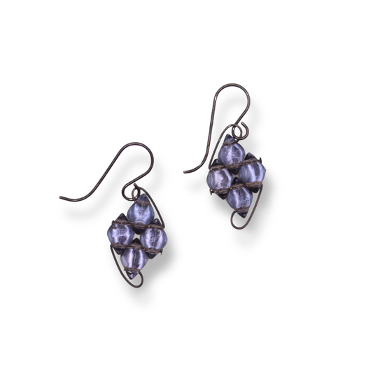 Paula Dunlop Diamond Wirework Earrings | Mirrored Purple-Grey