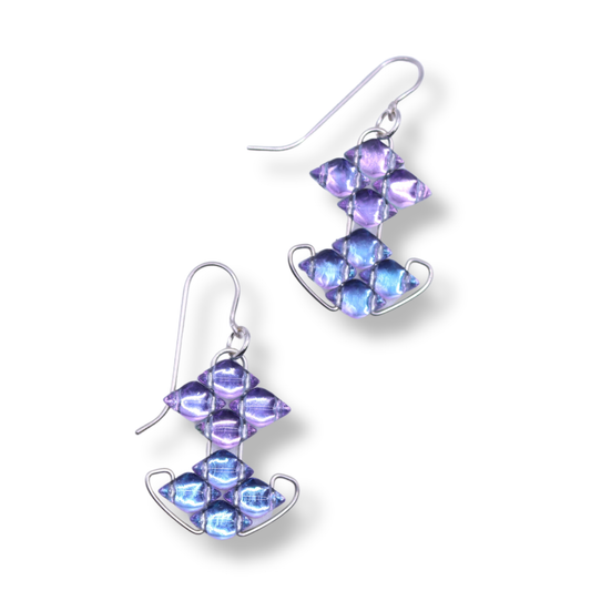 Paula Dunlop Double Diamond Wirework Earrings | Pink Mist