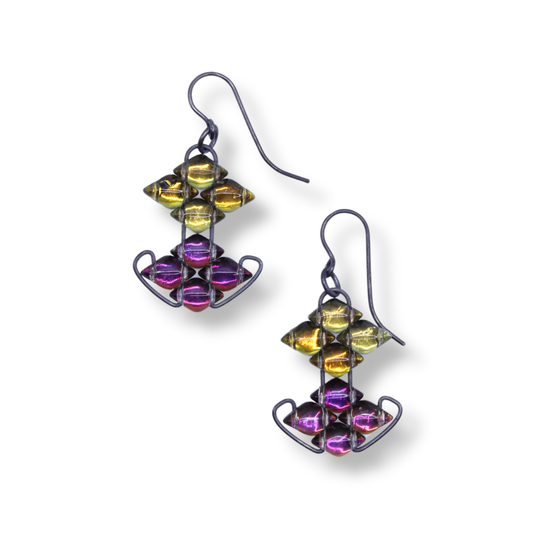 Paula Dunlop Double Diamond Wirework Earrings | Yellow Eggplant