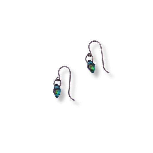 Paula Dunlop Lone Bead Earrings | Mirrored Deep Sea Blue-Green