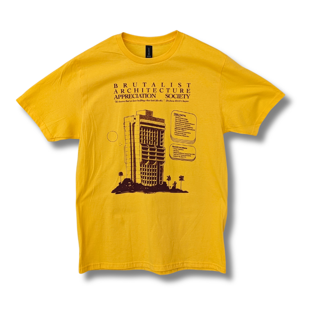 Phoebe Paradise T-shirt | Brutalist Appreciation Society - Gold and Maroon