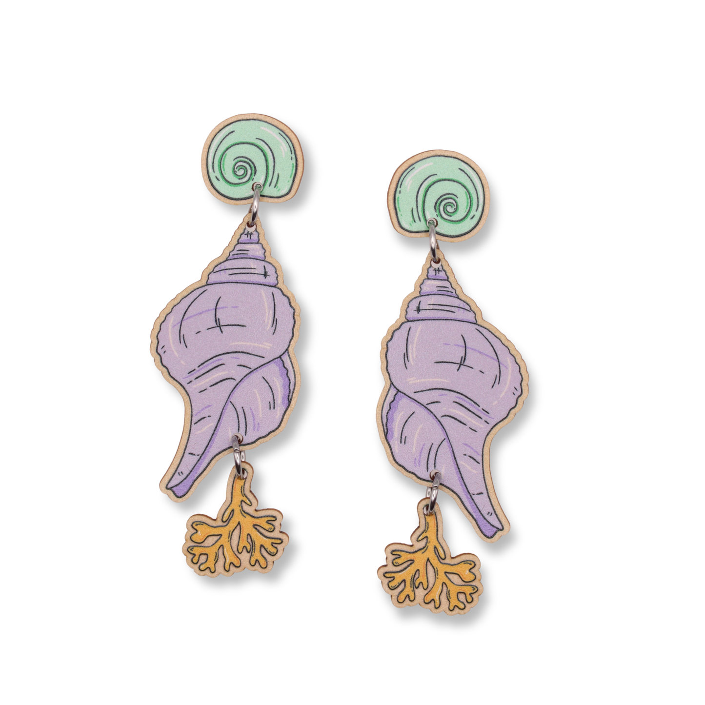 Busy Head Earrings | Shell Drop Studs