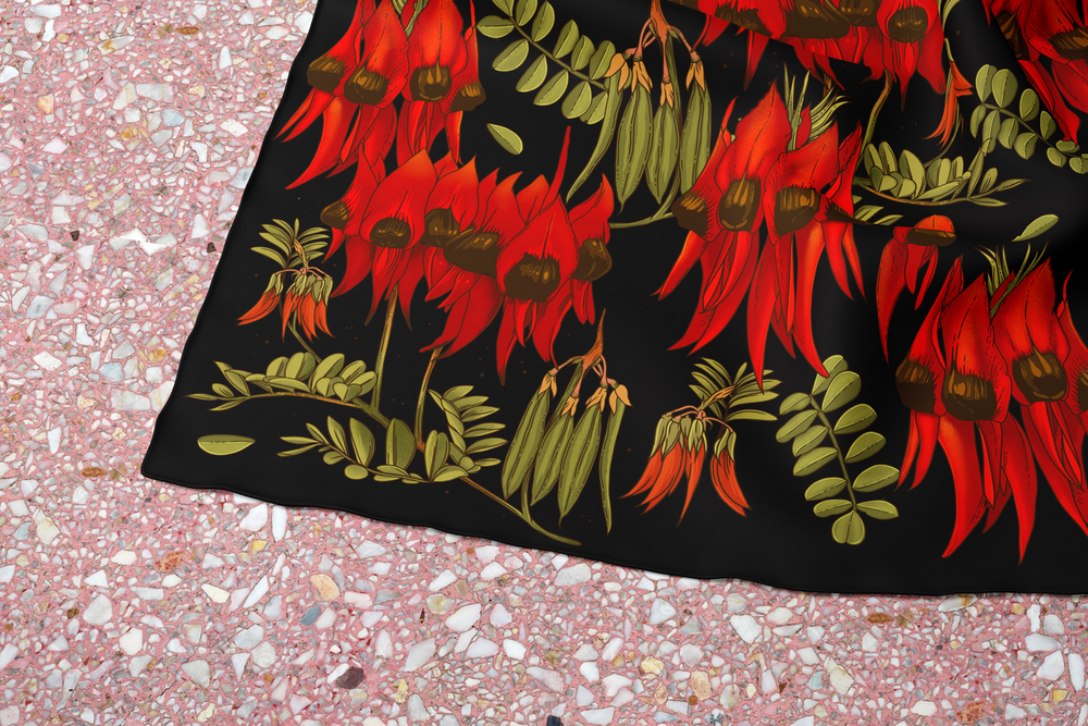 Moonshine Madness Silk Scarf | Desert Pea