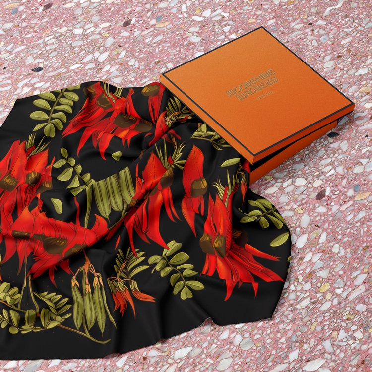 Moonshine Madness Silk Scarf | Desert Pea