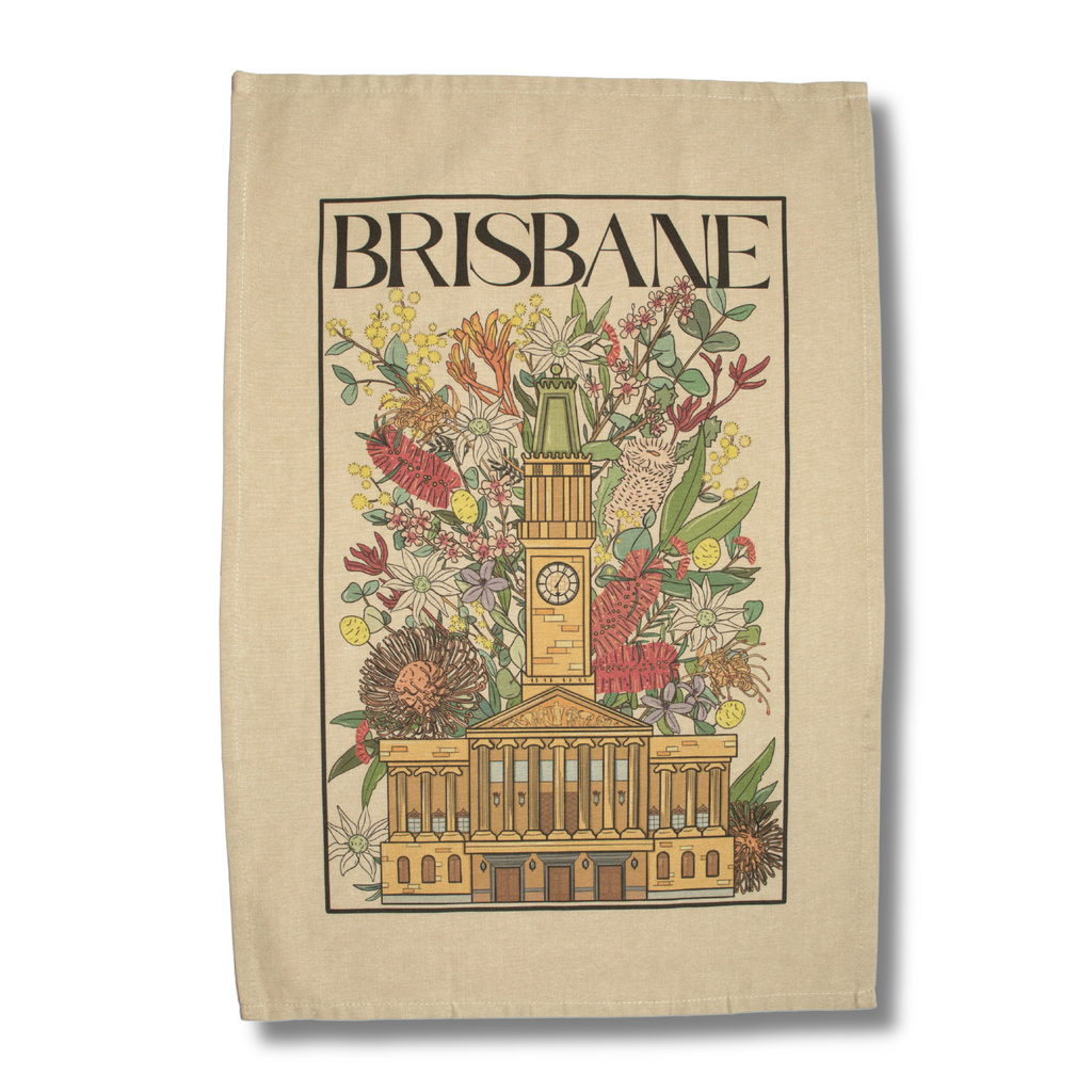 Busy Head Tea Towel | Beige City Hall