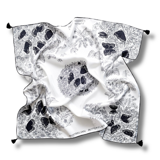 Catherine Baudet Silk Twill Scarf with Tassel | Butterfly