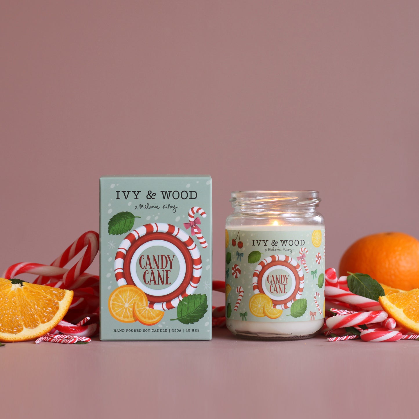 Ivy & Wood Christmas Candle | Candy Cane