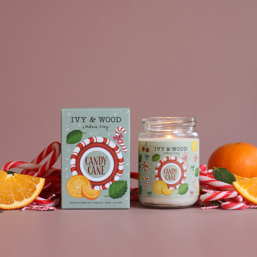Ivy & Wood Christmas Candle | Candy Cane