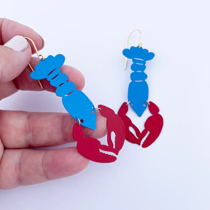 Denz Lobster Earrings | Red and Blue
