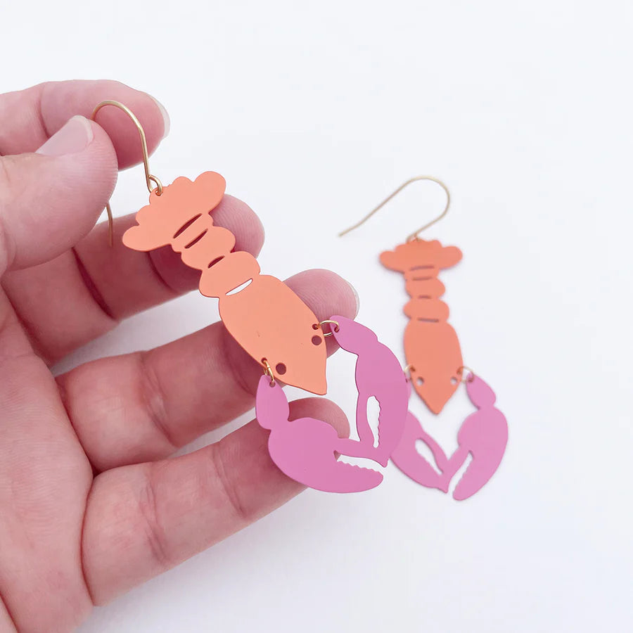 Denz Lobster Earrings | Orange and Pink