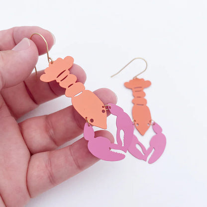 Denz Lobster Earrings | Orange and Pink
