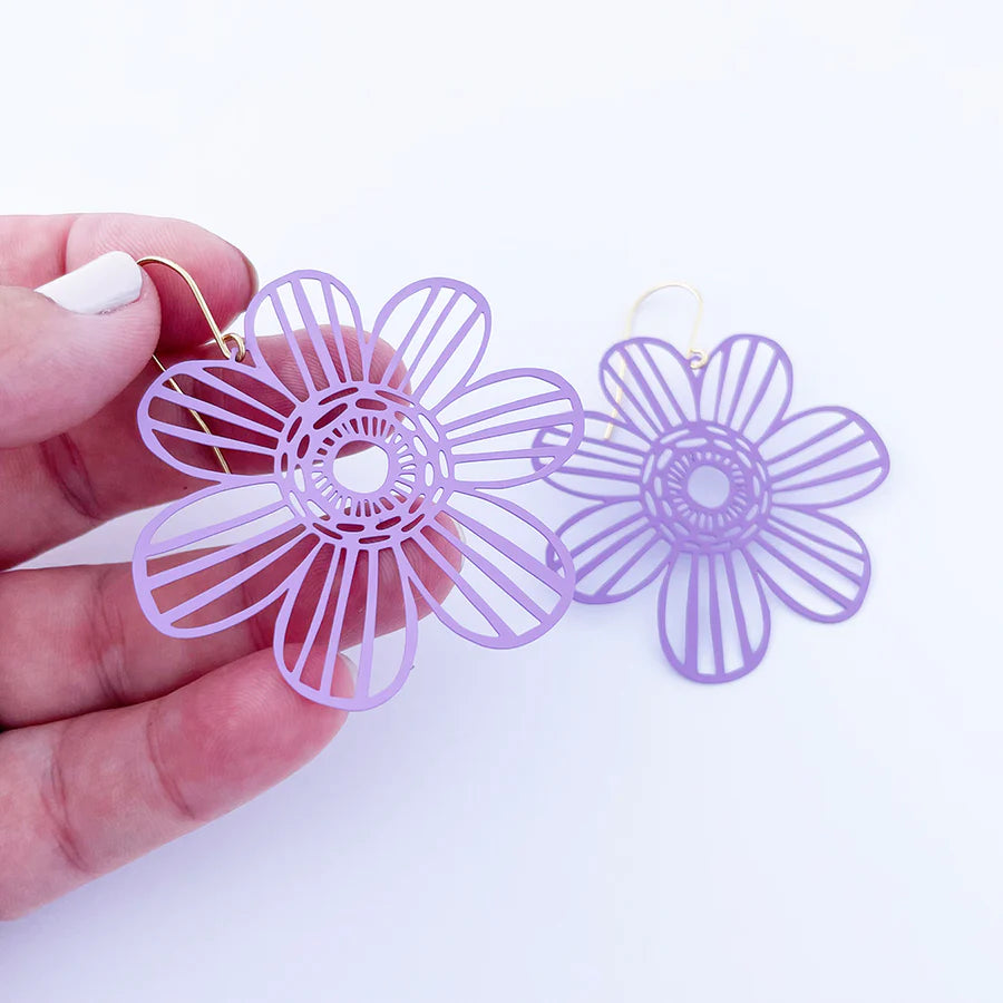 Denz MIDI Flower Earrings | Purple