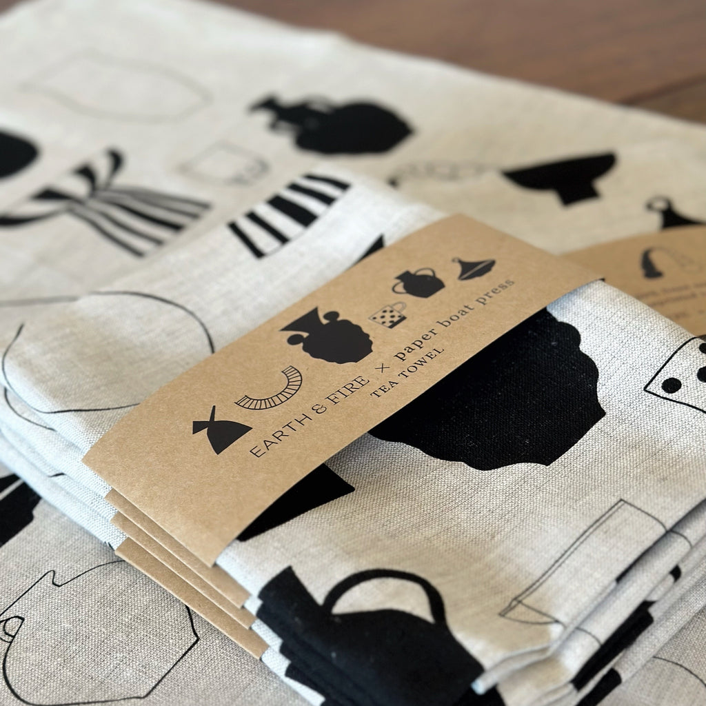 Paper Boat Press Tea Towel | Pots